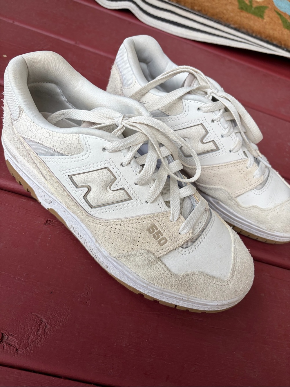 New Balance 550 White and Cream/Beige Low-Top Sneakers